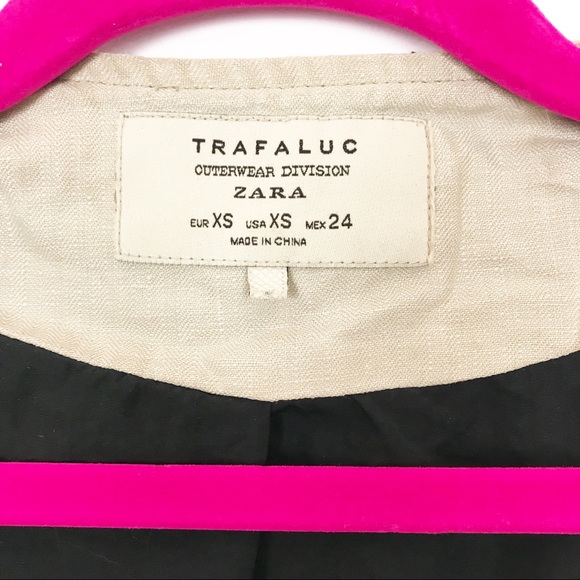 Zara Jacket | Blazer | Cream Canvas Black Leather - Picture 6 of 6